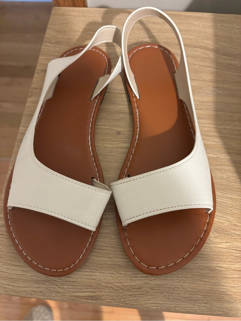 SHEIN White Strap Slingback Flat Sandals